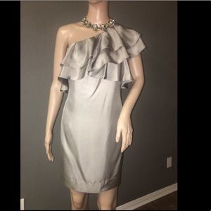 Banana Republic Silk One Shoulder Dress w Ruffles